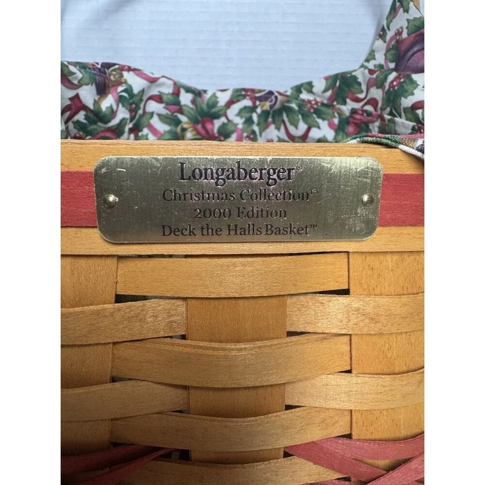 Longaberger Christmas Collection 2000 Deck The Halls Basket Combo With Liner